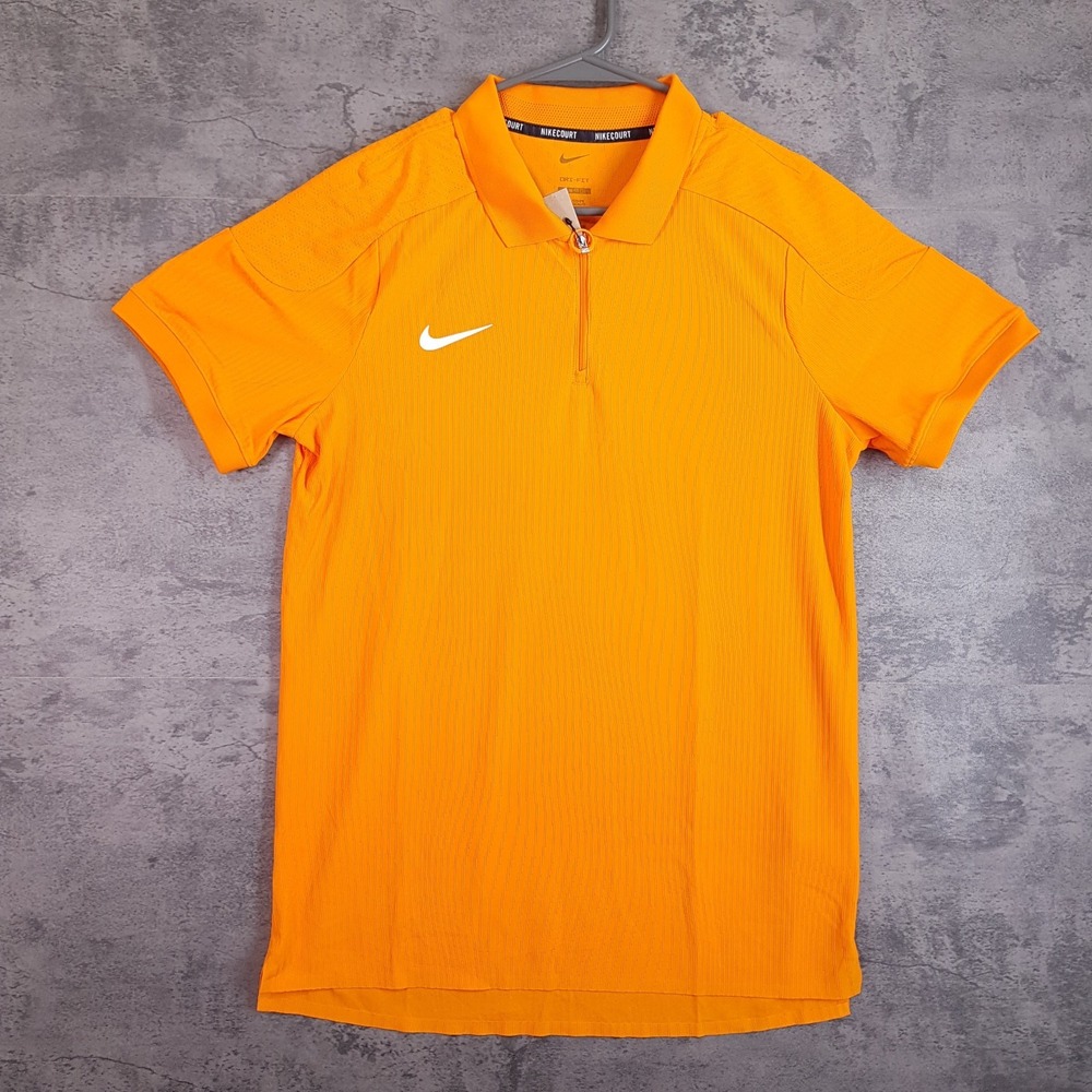 NIKE Court Dri-FIT ADV 1/4 Zip Tennis Shirt Mens MEDIUM TALL Orange HQ0792-873
